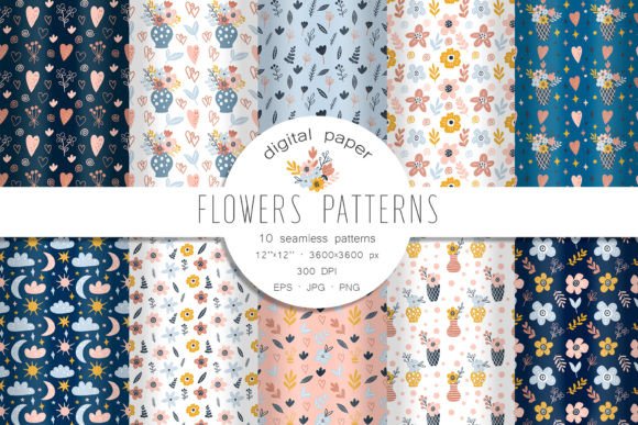 Download Boho Floral Patterns. Flowers Paper - Floral pattern Collection