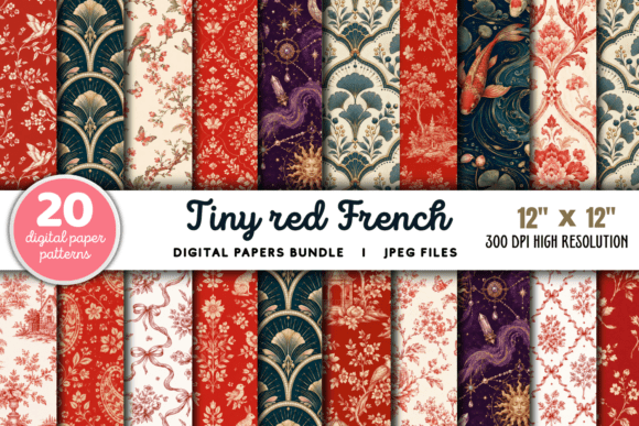 Download Tiny Red French Toile Floral Patterns - Floral pattern Collection