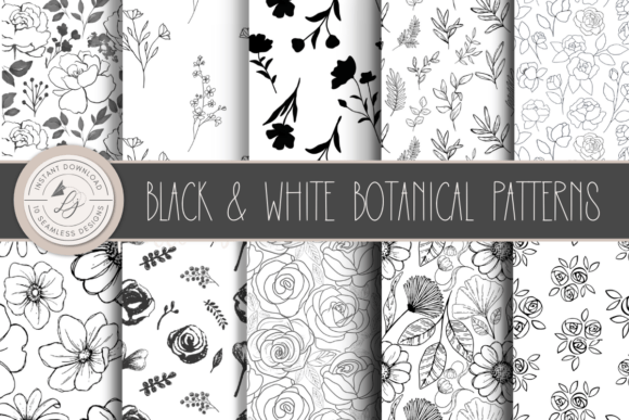 Download Black and White Seamless Floral Patterns - Floral pattern Collection