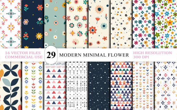 Download Modern Minimal Flower Seamless Patterns - Premium Resources
